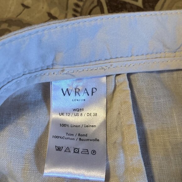 WRAP London Ivory Button High Rise Waist Linen Shorts Size 8. Casual Designer - Picture 7 of 7